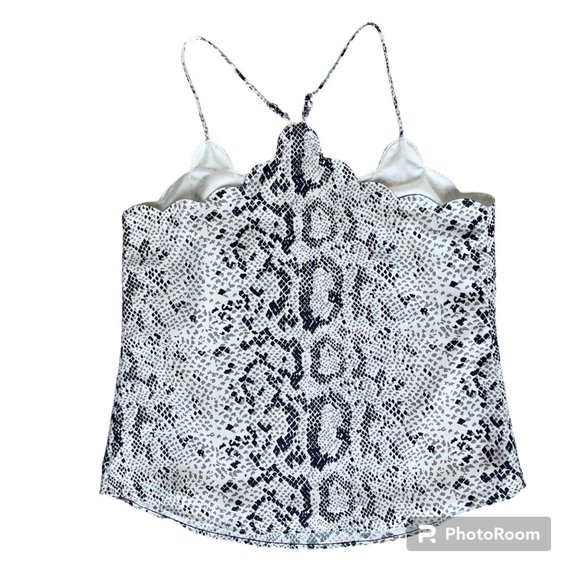 NWT J Crew Factory Scalloped Lined Cami Top Adjustable Straps Snake Print Size 8 - Picture 5 of 8
